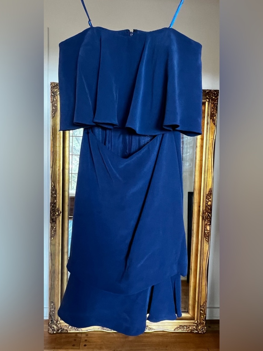 Sally Lapointe strapless midriff cutout ruffle dress size XS or 0